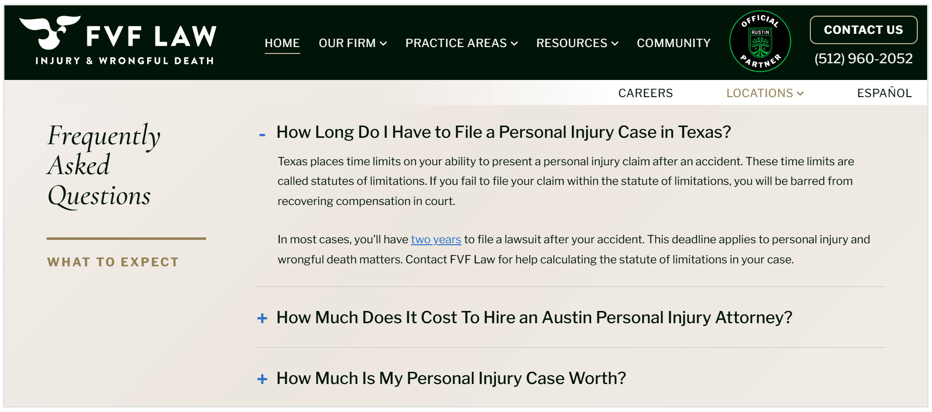 AQ page on lawyer website